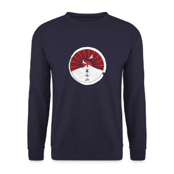 Japan Berg Mount Fuji - Unisex Pullover - Navy - Vorne - Alina (178cm) & Michal (187cm)