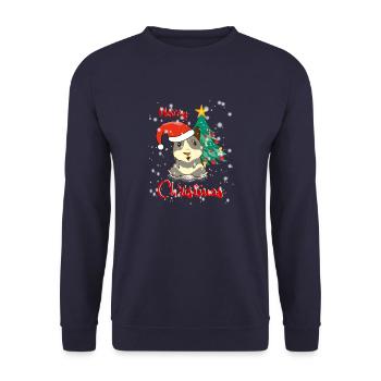 Guinea Pig, Guinea Pig, Christmas, Tree - Unisex Sweatshirt - navy - Front - Alina (178cm) & Michal (187cm)