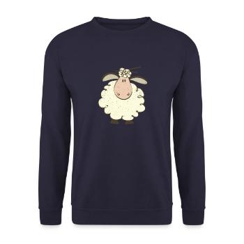 Silhouette Schafe Bauer Landwirt Schäfer Wolle - Unisex Pullover - Navy - Vorne - Alina (178cm) & Michal (187cm)