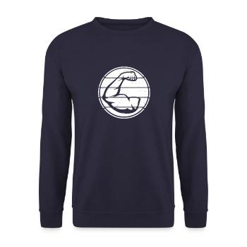 Muscles Biceps Arm Strong Fitness Workout Retro - Unisex Sweatshirt - navy - Front - Alina (178cm) & Michal (187cm)