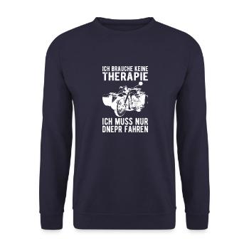 Therapie Dnepr Beiwagen Motorradgespann Motorrad - Unisex Pullover - Navy - Vorne - Alina (178cm) & Michal (187cm)