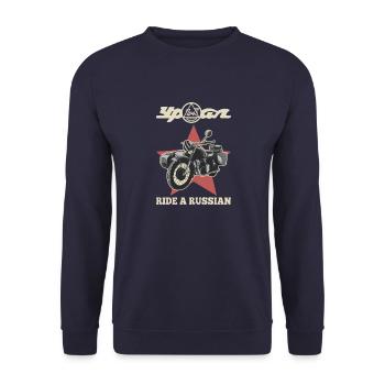 Conduisez une équipe de motos side-car russe de l’Oural - Sweat-shirt Unisexe - marine - Devant - Alina (178cm) & Michal (187cm)