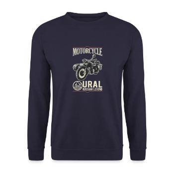 Moto Ural Légende Russe Sidecar - Sweat-shirt Unisexe - marine - Devant - Alina (178cm) & Michal (187cm)