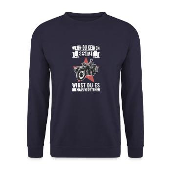Besitzt Ural Beiwagen Motorradgespann Motorrad - Unisex Pullover - Navy - Vorne - Alina (178cm) & Michal (187cm)