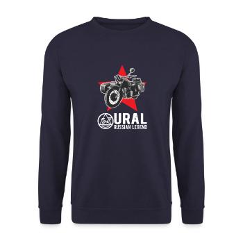 Ural Légende russe Sidecar Motorcycle Team - Sweat-shirt Unisexe - marine - Devant - Alina (178cm) & Michal (187cm)