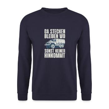 Da stecken bleiben wo sonst keiner hinkommt URAL - Unisex Pullover - Navy - Vorne - Alina (178cm) & Michal (187cm)