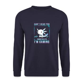 Axolotl Gaming salamandre mignonne en tant que garçons joueurs Drôle - Sweat-shirt Unisexe - marine - Devant - Alina (178cm) & Michal (187cm)