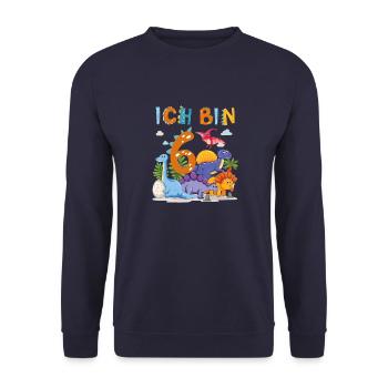 6. Geburtstag Ich Bin 6 Dinosaurier T-Rex Dino - Unisex Pullover - Navy - Vorne - Alina (178cm) & Michal (187cm)