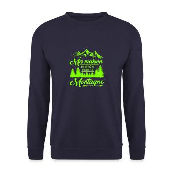 Ma maison est là où se trouve la montagne - Sweat-shirt Unisexe - marine - Devant - Alina (178cm) & Michal (187cm)