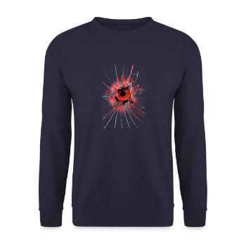 Rote Auge hinter einer Glasscheibe Gothic eye - Unisex Pullover - Navy - Vorne - Alina (178cm) & Michal (187cm)