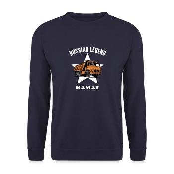 Légende russe Kamaz Camion russe URSS Chauffeur - Sweat-shirt Unisexe - marine - Devant - Alina (178cm) & Michal (187cm)