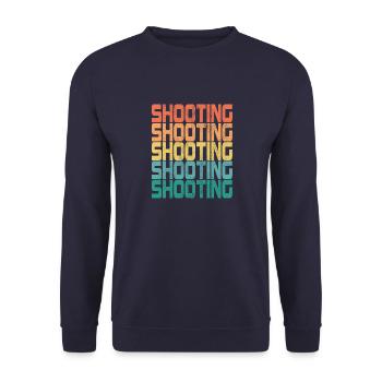Schießen Shooting Spruch Retro Geschenk - Unisex Pullover - Navy - Vorne - Alina (178cm) & Michal (187cm)
