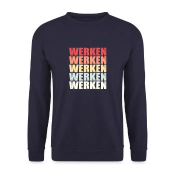 Arbeit Werk Werkzeug Spruch Retro Geschenk - Unisex Pullover - Navy - Vorne - Alina (178cm) & Michal (187cm)