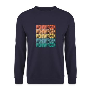 Camping Wohnwagen Camper Spruch Retro Geschenk - Unisex Pullover - Navy - Vorne - Alina (178cm) & Michal (187cm)