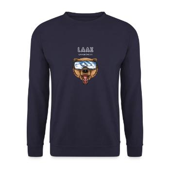 Laax Graubünden Schweiz Retro Ski Grizzly - Unisex Pullover - Navy - Vorne - Alina (178cm) & Michal (187cm)