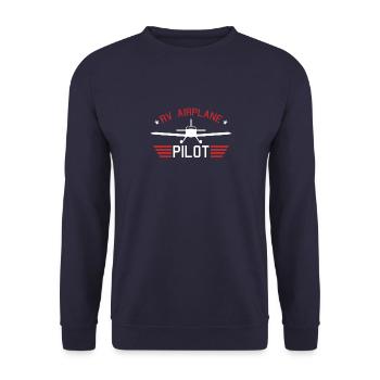 Airplane Flugzeug RV Pilot Spruch Geschenk - Unisex Pullover - Navy - Vorne - Alina (178cm) & Michal (187cm)