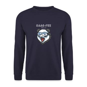 Saas Fee Wallis Schweiz Retro Ski Snowboard Panda - Unisex Pullover - Navy - Vorne - Alina (178cm) & Michal (187cm)