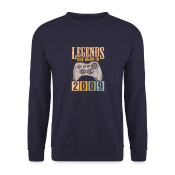 Birthday 2009 09 Gaming Retro Vintage Gift - Unisex Sweatshirt - navy - Front - Alina (178cm) & Michal (187cm)