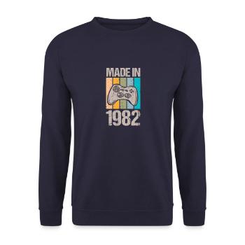 Birthday 1982 82 Gaming Retro Vintage Gift - Unisex Sweatshirt - navy - Front - Alina (178cm) & Michal (187cm)