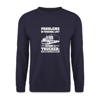Les problèmes de la vie personnelle deviennent camionneurs - Sweat-shirt Unisexe - marine - Devant - Alina (178cm) & Michal (187cm)