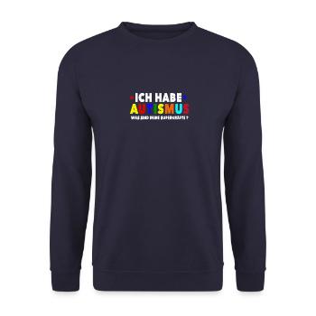 Ich bin Autist Was sind deine Autismus - Unisex Pullover - Navy - Vorne - Alina (178cm) & Michal (187cm)