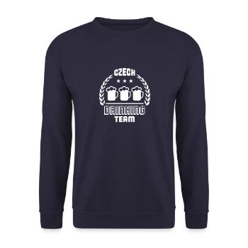 Czech drinking team Prague Bier Republik Flagge - Unisex Pullover - Navy - Vorne - Alina (178cm) & Michal (187cm)