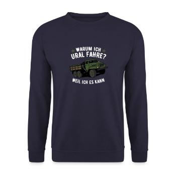 Warum ich ural fahre weil ich es kann URAL USSR - Unisex Pullover - Navy - Vorne - Alina (178cm) & Michal (187cm)