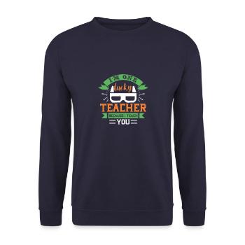 I'm One Lucky Teacher Because I Teach You - Unisex Pullover - Navy - Vorne - Alina (178cm) & Michal (187cm)