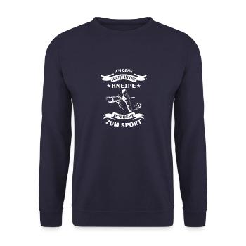 Ich gehe nicht in die kneipe ich gehe zum sport - Unisex Pullover - Navy - Vorne - Alina (178cm) & Michal (187cm)