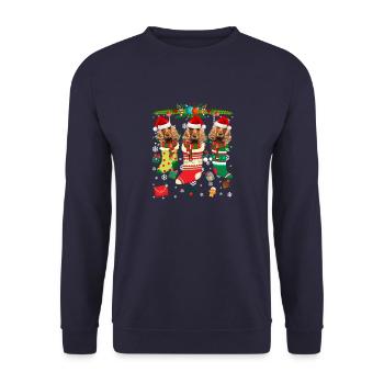 Ugly Christmas Sweater Cocker Spaniel Hund Edition - Unisex Pullover - Navy - Vorne - Alina (178cm) & Michal (187cm)