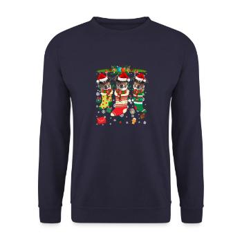 Ugly Christmas Sweater Jack Russell Terrier Hund - Unisex Pullover - Navy - Vorne - Alina (178cm) & Michal (187cm)