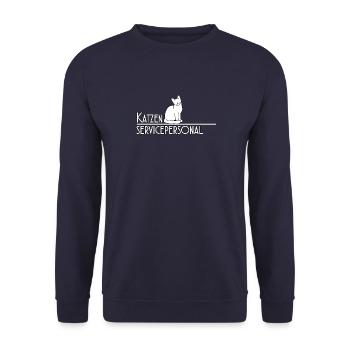 Katzen Servicepersonal Katzenfreund süßes Katzen - Unisex Pullover - Navy - Vorne - Alina (178cm) & Michal (187cm)