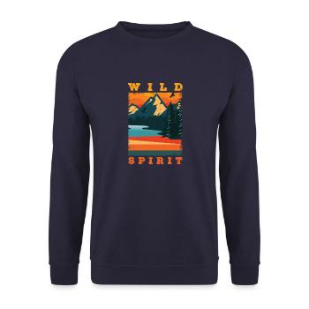 Wild Spirit Mountaineer Randonnée Idée Cadeau - Sweat-shirt Unisexe - marine - Devant - Alina (178cm) & Michal (187cm)