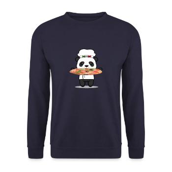 Italian Chef Panda - Unisex Pullover - Navy - Vorne - Alina (178cm) & Michal (187cm)