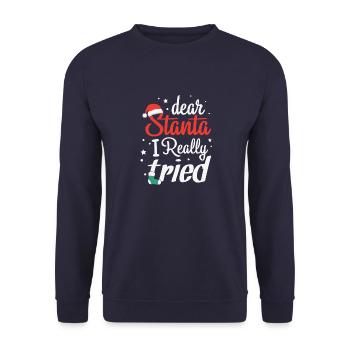 DEAR STANTA I REALLY TRIED - Unisex Pullover - Navy - Vorne - Alina (178cm) & Michal (187cm)