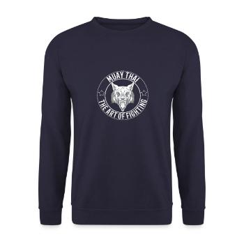 Muay Thai Wolf Logo - Unisex Pullover - Navy - Vorne - Alina (178cm) & Michal (187cm)