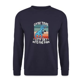 T-Rex Speech Defect Athlete Fitness Bodybuilding - Unisex Sweatshirt - navy - Front - Alina (178cm) & Michal (187cm)