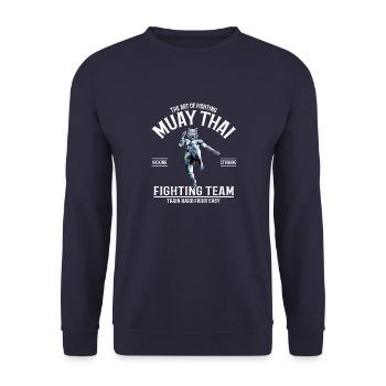 Muay Thai Tiger Fighter - Thai Boxing Fighting - Unisex Pullover - Navy - Vorne - Alina (178cm) & Michal (187cm)