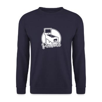 Silhouette Pinball Automat Zocker - Unisex Pullover - Navy - Vorne - Alina (178cm) & Michal (187cm)