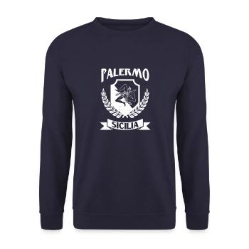 Palermo sicilia Italy Palermo Italian Coat of Arms - Unisex Sweatshirt - navy - Front - Alina (178cm) & Michal (187cm)