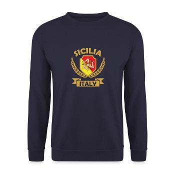 Sicila Italy Italian Coat of Arms Flag Italy - Unisex Sweatshirt - navy - Front - Alina (178cm) & Michal (187cm)