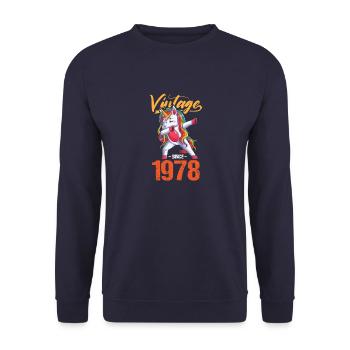 Birthday 1978 78 Unicorn Dab Vintage Gift - Unisex Sweatshirt - navy - Front - Alina (178cm) & Michal (187cm)