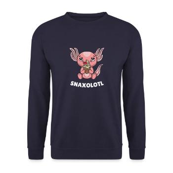 Snaxolotl Axolotl Amphibien Schwanzlurche - Unisex Pullover - Navy - Vorne - Alina (178cm) & Michal (187cm)