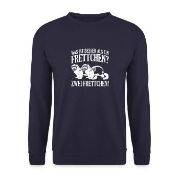Was ist besser als ein frettchen zwei frettchen - Unisex Pullover - Navy - Vorne - Alina (178cm) & Michal (187cm)