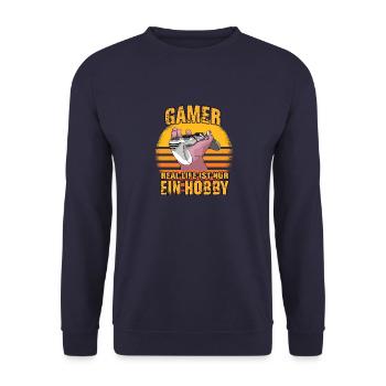 Egoshooter Pro Gamer Nerd Gaming PC Spieler - Unisex Pullover - Navy - Vorne - Alina (178cm) & Michal (187cm)