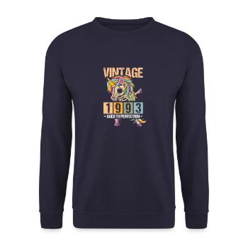 Birthday 1993 93 Unicorn Dab Vintage Gift - Unisex Sweatshirt - navy - Front - Alina (178cm) & Michal (187cm)