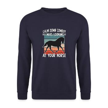 Sweet equestrian sport Reiterin Reitverein Reiterhof - Unisex Sweatshirt - navy - Front - Alina (178cm) & Michal (187cm)