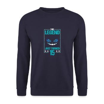 15th Birthday Cat Eyes Cats Gift - Unisex Sweatshirt - navy - Front - Alina (178cm) & Michal (187cm)