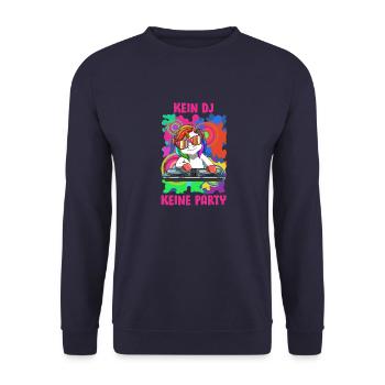 Kein DJ Keine Party - Einhorn Party DJ - Unisex Pullover - Navy - Vorne - Alina (178cm) & Michal (187cm)