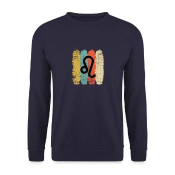 Leo Zodiac Sign Horoscope Retro Bday Gift - Unisex Sweatshirt - navy - Front - Alina (178cm) & Michal (187cm)